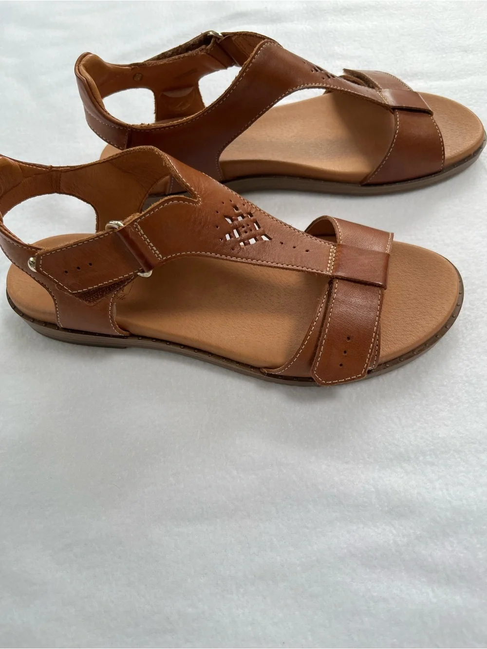 PIKOLINOS Formentera Brown Leather T-Strap Sandals Size 7.5